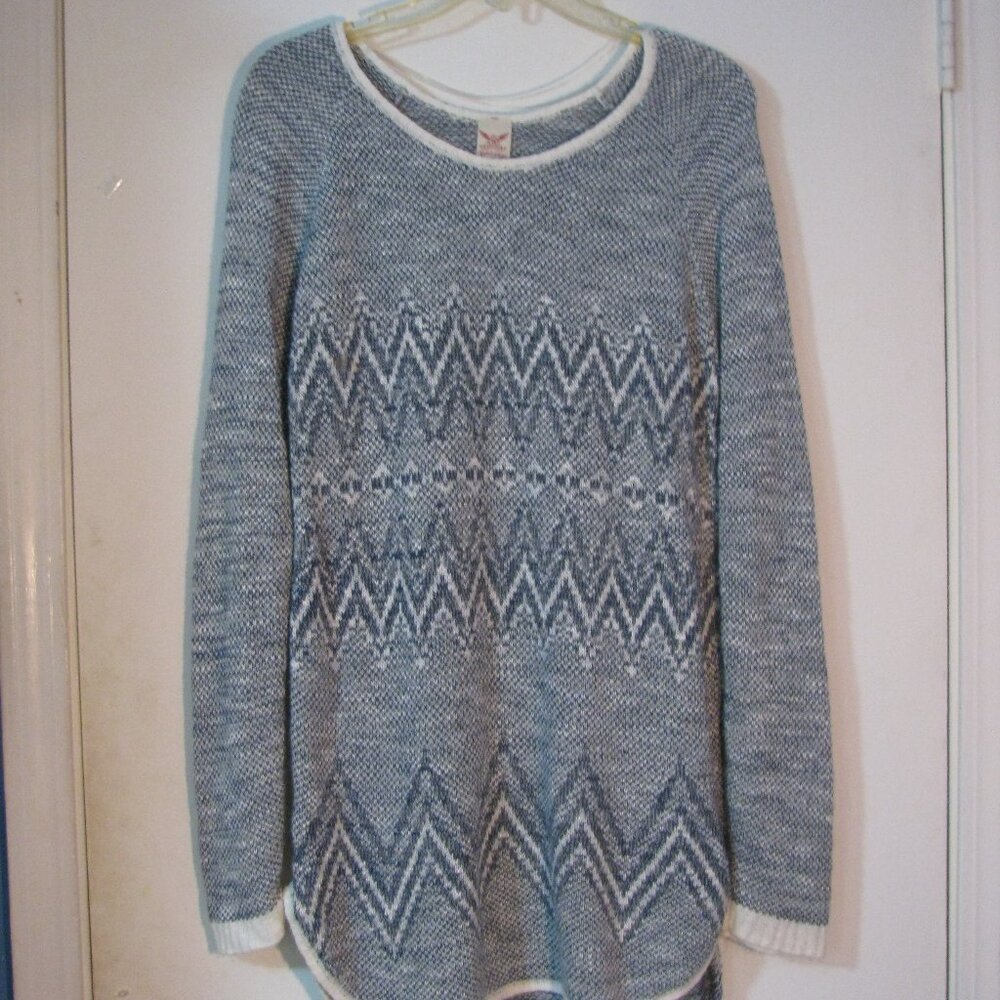 * Faded Glory Tunic Sweater XL 16 18 NWOT New Blue White Knit Soft